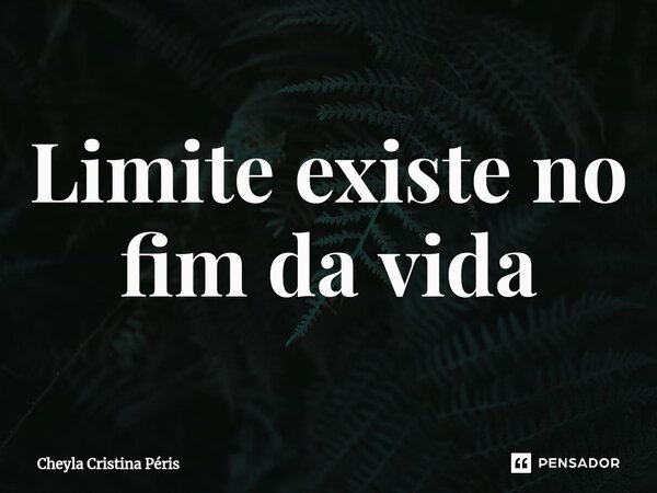 ⁠Limite existe no fim da vida... Frase de Cheyla Cristina Péris.