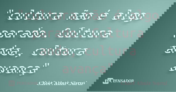 "cultura não é algo parado. Cultura anda, cultura avança"... Frase de Chief Almir Surui.