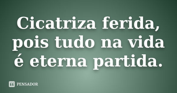 Cicatriza ferida, pois tudo na vida é eterna partida.