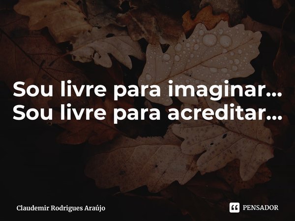 ⁠Sou livre para imaginar…
Sou livre para acreditar…... Frase de Claudemir Rodrigues Araújo.
