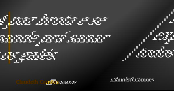 A paz brota e se expande prá sanar todos os galés.... Frase de Claudeth Camões.