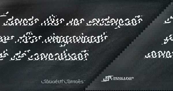 É tanto lixo na extenção que fico imaginado aonde tê conclusão.... Frase de Claudeth Camões.