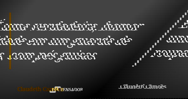 É uma verdadeira, homor unidade em um guarda de roupas, com pés guisas.... Frase de Claudeth Camões.