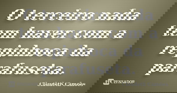 O terceiro nada tem haver com a repinboca da parafuseta.... Frase de Claudeth Camões.