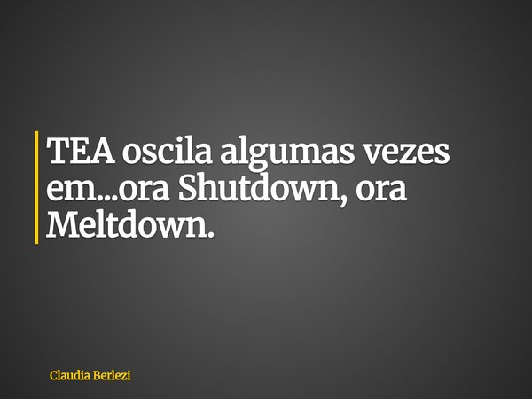 TEA oscila algumas vezes em...ora Shutdown, ora Meltdown.... Frase de Claudia Berlezi.