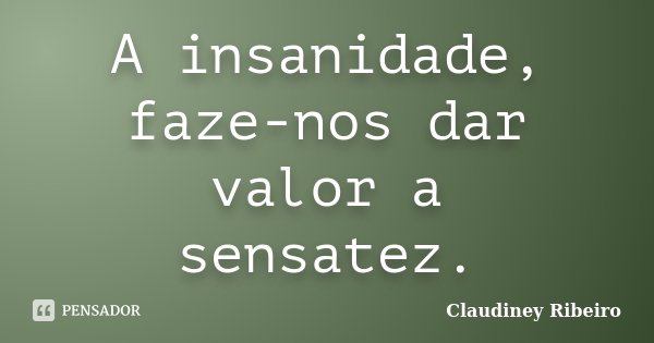 A insanidade, faze-nos dar valor a sensatez.... Frase de Claudiney Ribeiro.