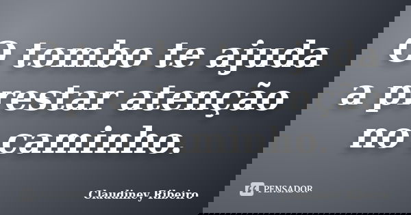 O tombo te ajuda a prestar atenção no caminho.... Frase de Claudiney Ribeiro.