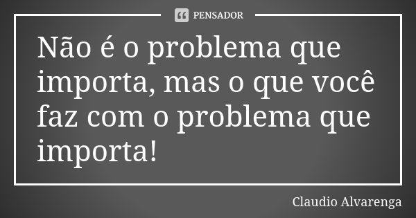 Não é o problema que importa, mas o que você faz com o problema que importa!... Frase de Claudio Alvarenga.