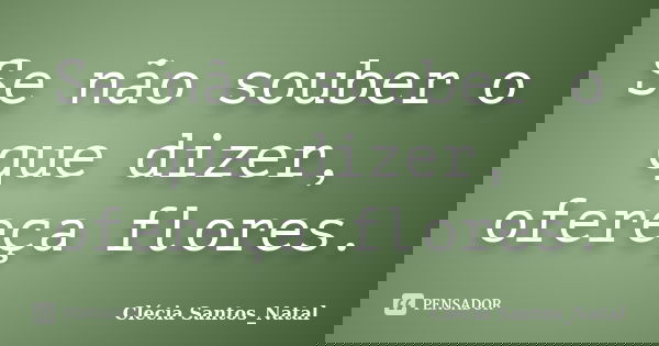 Se não souber o que dizer, ofereça flores.... Frase de Clécia Santos_Natal.