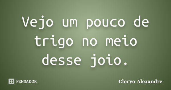 Vejo um pouco de trigo no meio desse joio.... Frase de Clecyo Alexandre.