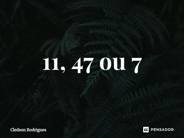 ⁠11, 47 ou 7... Frase de Cledson Rodrigues.