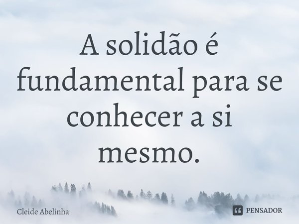 ⁠A solidão é fundamental para se conhecer a si mesmo.... Frase de Cleide Abelinha.
