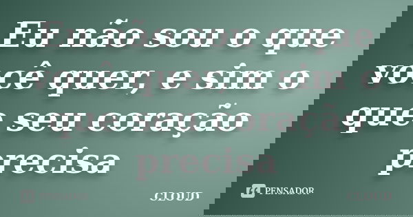 Eu não sou o que você quer, e sim o que seu coração precisa... Frase de Cloud.