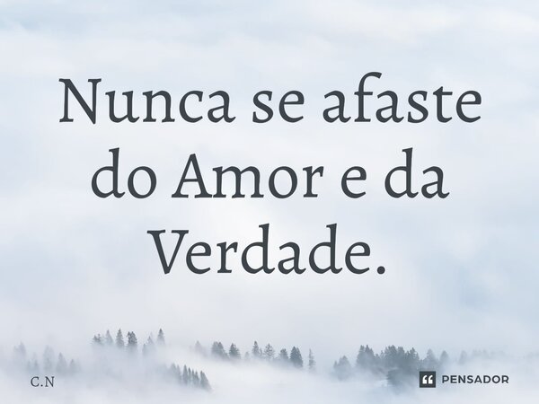 ⁠Nunca se afaste do Amor e da Verdade.... Frase de C.N.
