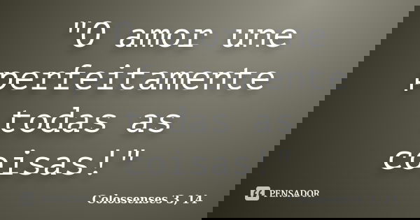 ‎"O amor une perfeitamente todas as coisas!"... Frase de Colossenses 3, 14.
