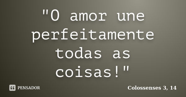 ‎"O amor une perfeitamente todas as coisas!"... Frase de Colossenses 3, 14.