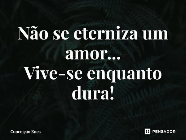 ⁠Não se eterniza um amor... Vive-se enquanto dura!... Frase de Conceição Enes.