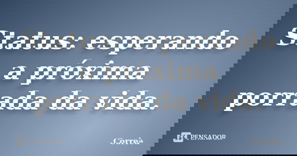 Status: esperando a próxima porrada da vida.... Frase de Corrêa.