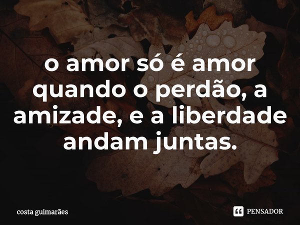 o amor só é amor quando o perdão, a amizade, e a liberdade andam juntas.⁠... Frase de costa guimarães.
