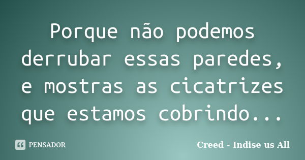 Porque não podemos derrubar essas paredes, e mostras as cicatrizes que estamos cobrindo...... Frase de Creed - Indise us All.