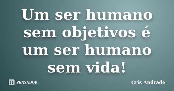 Um ser humano sem objetivos é um ser humano sem vida!... Frase de Cris Andrade.
