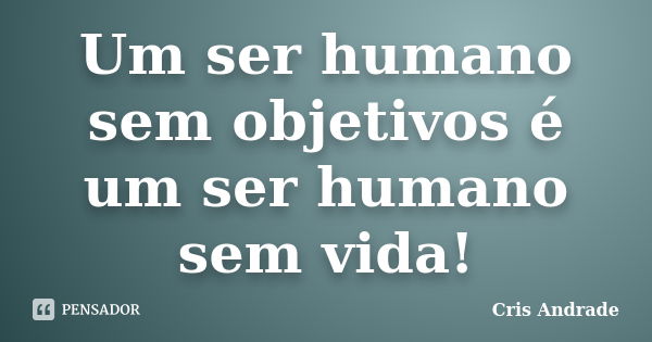 Um ser humano sem objetivos é um ser humano sem vida!... Frase de Cris Andrade.