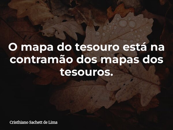 O mapa do tesouro está na contramão dos mapas dos tesouros.... Frase de Cristhiano Sachett de Lima.