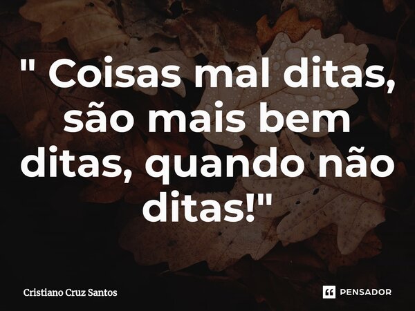 " Coisas mal ditas, são mais bem ditas, quando não ditas! "⁠... Frase de Cristiano Cruz Santos.