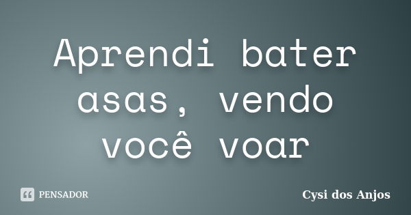 Aprendi bater asas, vendo você voar... Frase de Cysi dos Anjos.