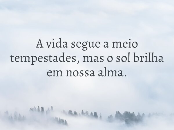 A vida segue a meio tempestades, mas o sol brilha em nossa alma.... Frase de daianearere.
