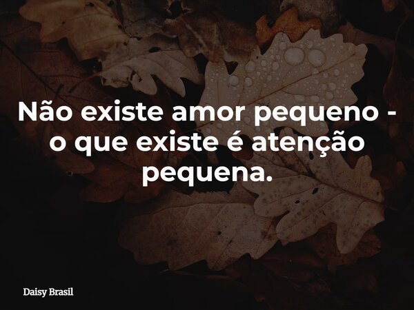 Não existe amor pequeno - o que existe é atenção pequena.... Frase de Daisy Brasil.