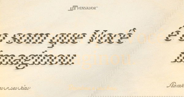 é o som que Você imaginou.... Frase de Dambru e seu bau.