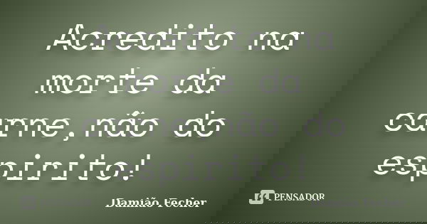 Acredito na morte da carne,não do espirito!... Frase de Damião Fecher.