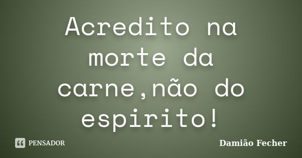 Acredito na morte da carne,não do espirito!... Frase de Damião Fecher.