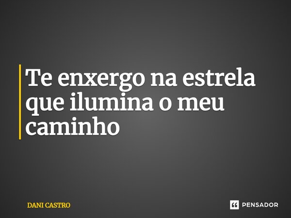 ⁠Te enxergo na estrela que ilumina o meu caminho... Frase de Dani Castro.