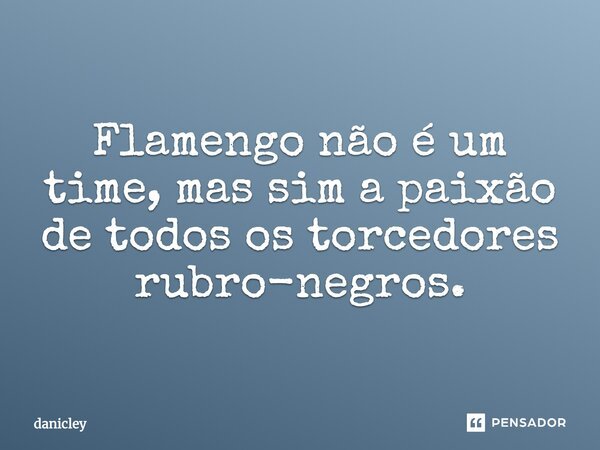 Flamengo não é um time, mas sim a paixão de todos os torcedores rubro-negros.... Frase de danicley.