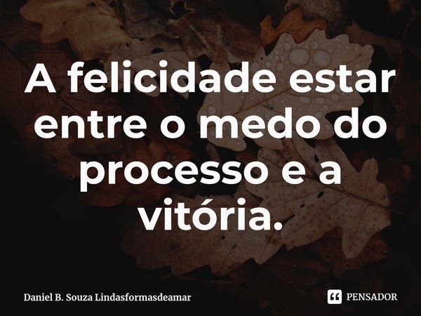 A felicidade estar entre o medo do processo e a vitória.⁠... Frase de Daniel B. Souza Lindasformasdeamar.