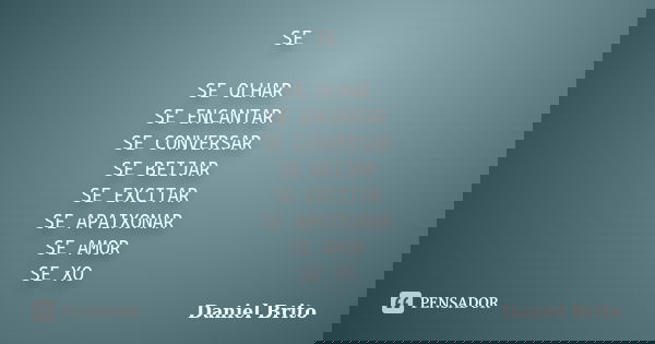 SE SE OLHAR SE ENCANTAR SE CONVERSAR SE BEIJAR SE EXCITAR SE APAIXONAR SE AMOR SE XO... Frase de Daniel Brito.