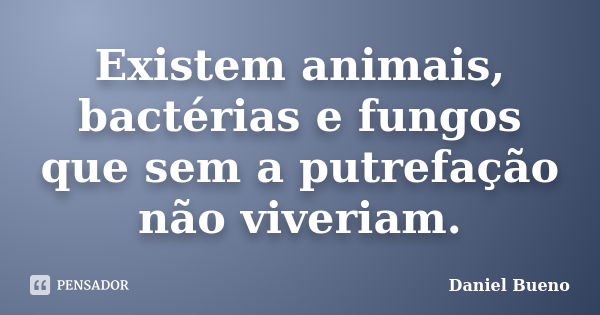 Existem animais, bactérias e fungos que sem a putrefação não viveriam.... Frase de Daniel Bueno.