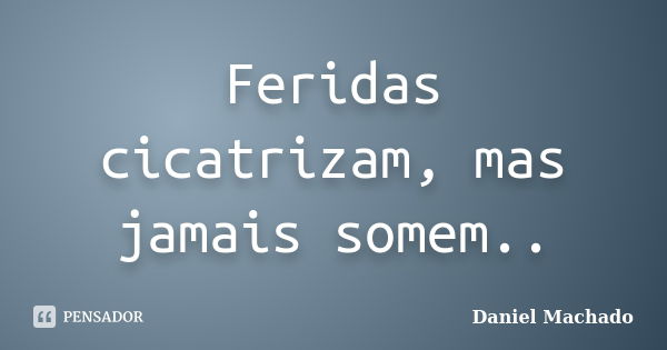 Feridas cicatrizam, mas jamais somem..... Frase de Daniel Machado.