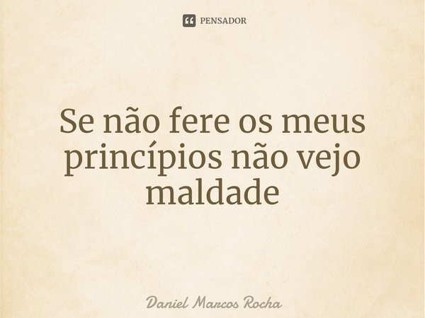 ⁠Se não fere os meus princípios não vejo maldade... Frase de Daniel Marcos Rocha.