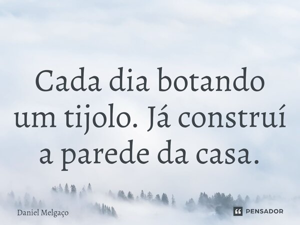 ⁠Cada dia botando um tijolo. Já construí a parede da casa.... Frase de Daniel Melgaço.