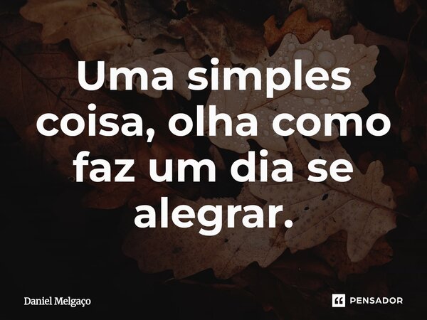 ⁠Uma simples coisa, olha como faz um dia se alegrar.... Frase de Daniel Melgaço.