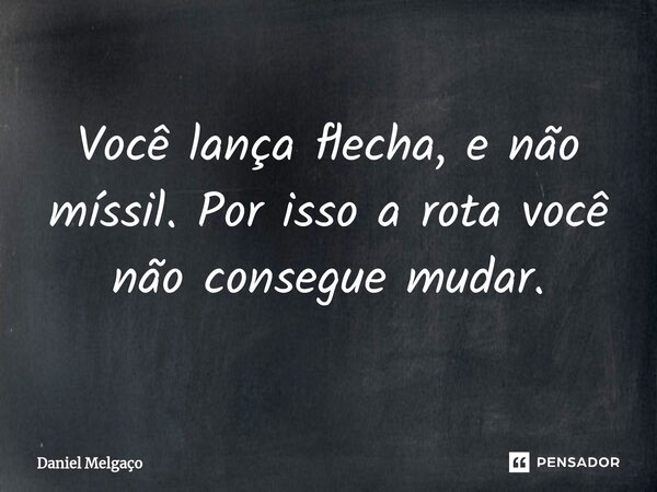 Você lança flecha, e não míssil. Por isso a rota você não consegue mudar.... Frase de Daniel Melgaço.