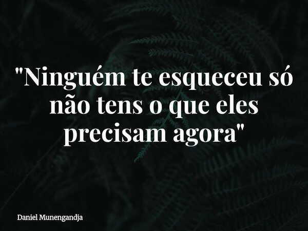 ⁠"Ninguém te esqueceu só não tens o que eles precisam agora"... Frase de Daniel Munengandja.