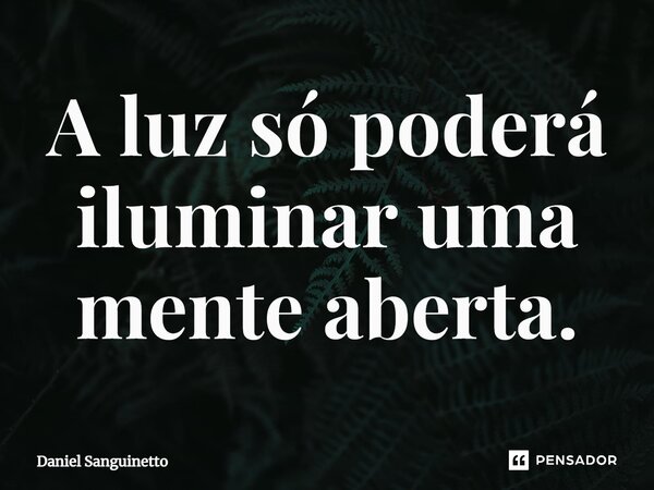 ⁠A luz só poderá iluminar uma mente aberta.... Frase de Daniel Sanguinetto.