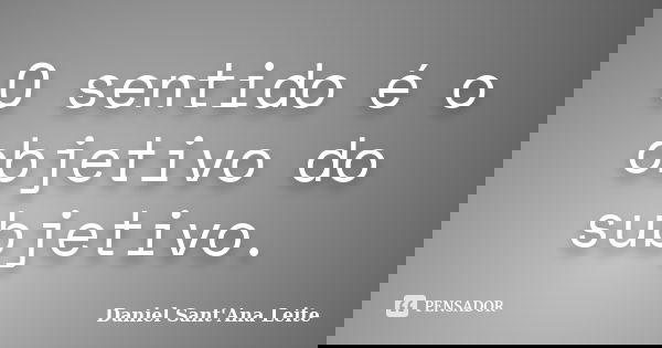 O sentido é o objetivo do subjetivo.... Frase de Daniel Sant Ana Leite.