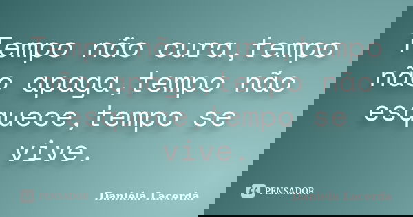 Tempo não cura,tempo não apaga,tempo não esquece,tempo se vive.... Frase de Daniela Lacerda.