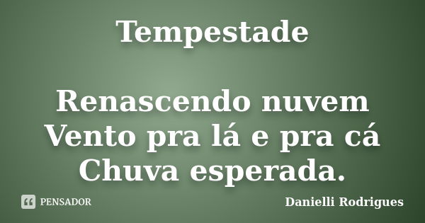 Tempestade Renascendo nuvem Vento pra lá e pra cá Chuva esperada.... Frase de Danielli Rodrigues.