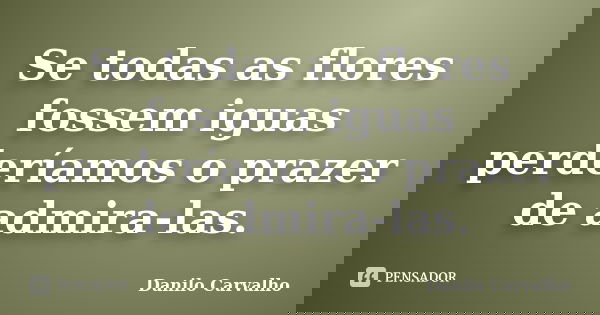 Se todas as flores fossem iguas perderíamos o prazer de admira-las.... Frase de Danilo Carvalho.